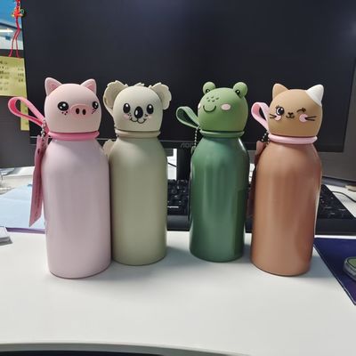 Καλή τιμή. 16oz Eco-Friendly Insulated Stainless Steel Water Bottle with Cute Removable Animal Head for Kids and Teens σε απευθείας σύνδεση