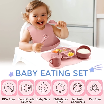 Καλή τιμή. Ελαφριοί Dinnerware σιλικόνης καθορισμένοι ο ετερόφθαλμος γάδος και πιάτο διευθετήσιμοι για το μικρό παιδί σε απευθείας σύνδεση