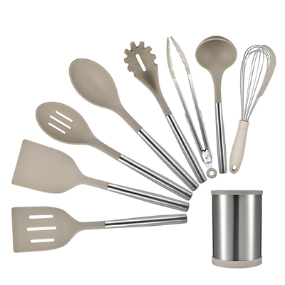 9pcs Σιλικόνη Εγκατασκευές Μαγειρικής Εγκατασκευές Μαγειρικής Εγκατασκευές μη κολλητικές με χειριστήριο από ανοξείδωτο χάλυβα Τέρνερ Τανγκ, Σπάτουλα, Τσαγιέρα κουτάλι