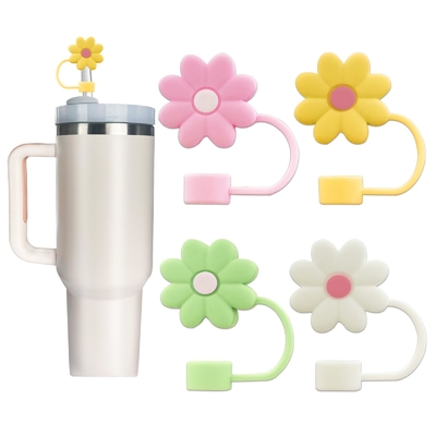 Σιλικόνιο λουλούδια Straw Toppers επαναχρησιμοποιήσιμα καλύμματα και καπάκια για 9-10mm καλώδια ταιριάζει Stanley 30 & 40oz Stambler Stanley Cap Καπάκι