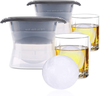 Σιλικονικό ψυγείο Πίεση Σφαίρα Ice Ball Maker Mold Μεγάλο στρογγυλό Για Ουίσκι Σκωτσέζικο Κοκτέιλ Ποτά Παγωτό μπάλες