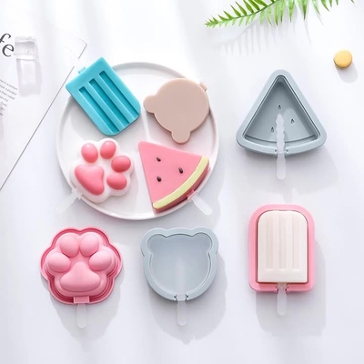 Παιδικά καρτούν Popsicle Mold - 4 πακέτα, 10 κοιλότητες Σιλικόνιο Ice Pop Cream Mold για τρόφιμα, με επαναχρησιμοποιήσιμα ραβδιά, μη κολλητικό επίπεδο σχεδιασμό, εύκολη απελευθέρωση, στοιβάσιμο για εξοικονόμηση χώρου