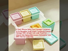 6 συσκευασίες Σιλικόνιο Συσκευάσματα αποθήκευσης βρεφικών τροφίμων 4 ουγκιές επαναχρησιμοποιήσιμα μικρά σνακ Συσκευάσματα κατάψυξης Αποθήκευση με αεροστεγούς καπάκια Ασφαλής διαρροής για βρέφη Παιδιά μωρά Μικροκυμάτων Πλυντήριο πιάτων Ασφαλής BPA Απαλλαγμ