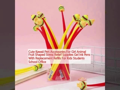 Γλυκιά πένα Kawaii για κορίτσια Ζώα φρούτα σε σχήμα ανακούφισης από το άγχος Προμήθειες Ζελοειδείς πένες με αντικαταστάτες για παιδιά Σπουδαστές Γραφείο σχολείου